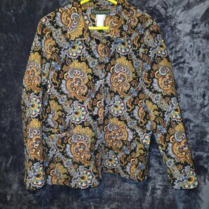 Harvey Bernard Paisley Velvet Quilted Jacket Size M
